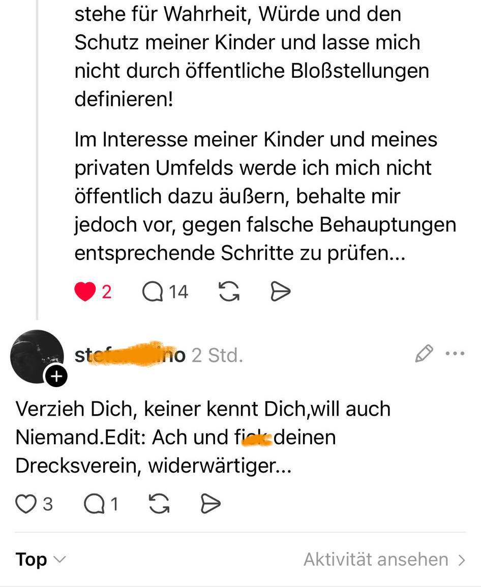 Beispiel einer öffentlichen Diffamierung